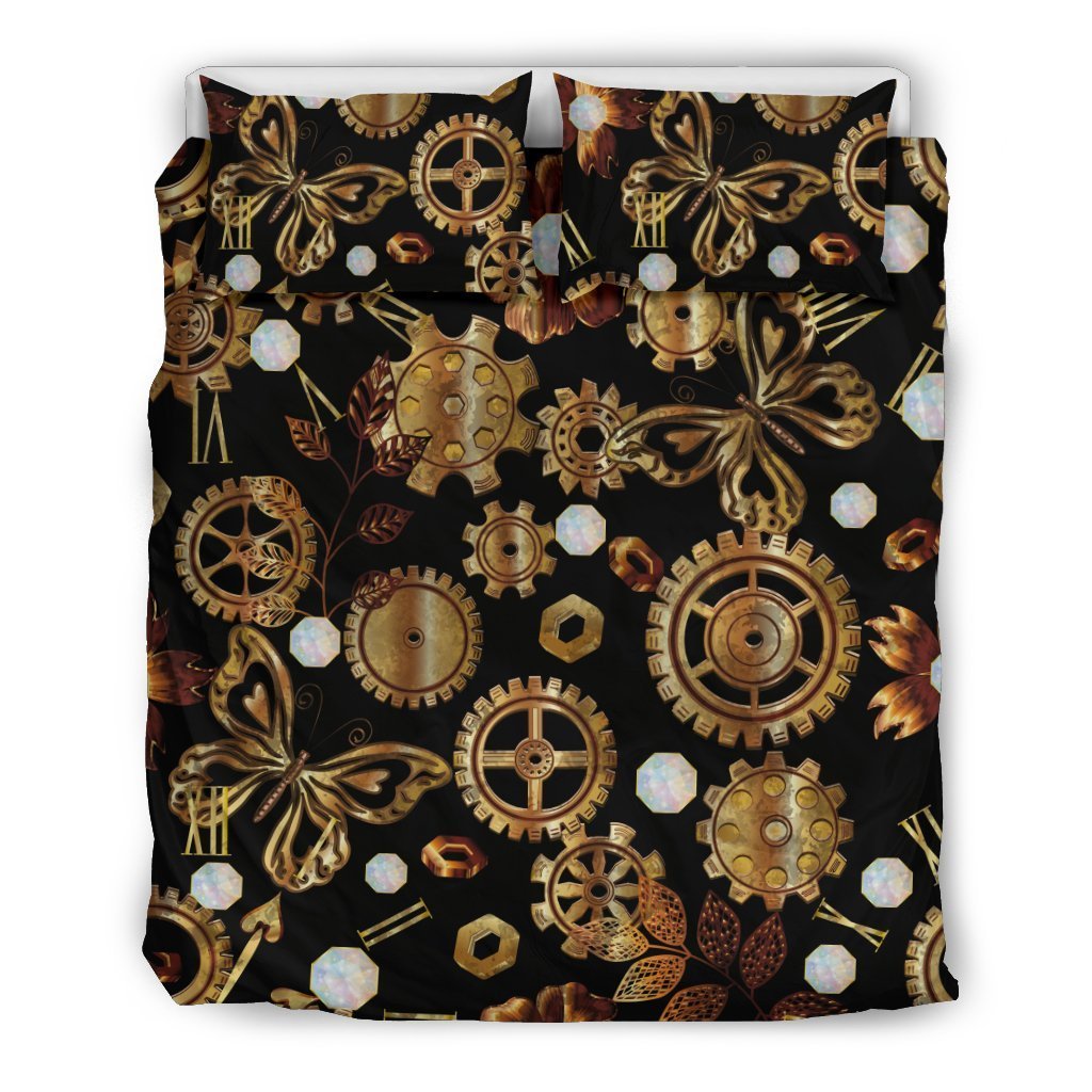 Steampunk Butterfly Design Themed Print Duvet Cover Bedding Set