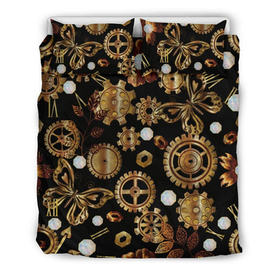 Steampunk Butterfly Design Themed Print Duvet Cover Bedding Set