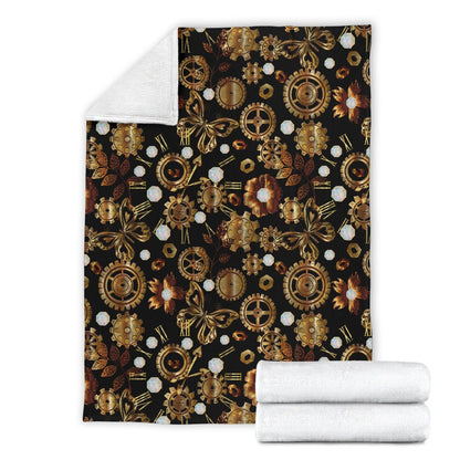 Steampunk Butterfly Design Themed Print Fleece Blanket