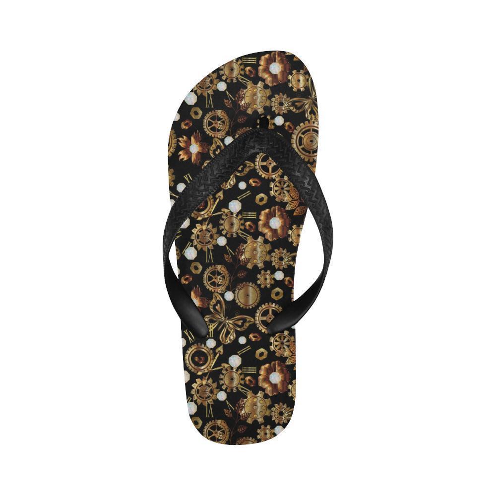 Steampunk Butterfly Design Themed Print Flip Flops-JTAMIGO.COM