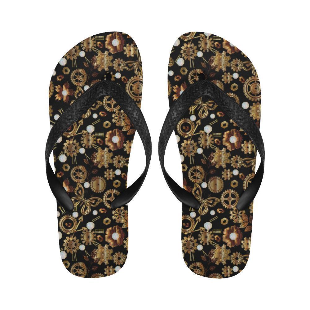 Steampunk Butterfly Design Themed Print Flip Flops-JTAMIGO.COM