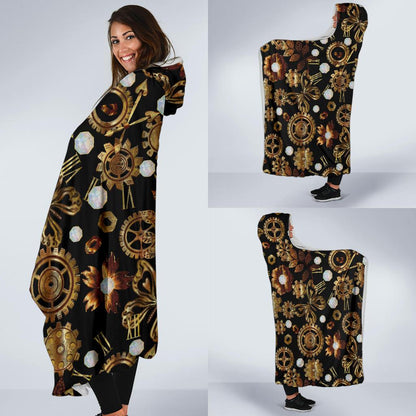 Steampunk Butterfly Design Themed Print Hooded Blanket-JTAMIGO.COM