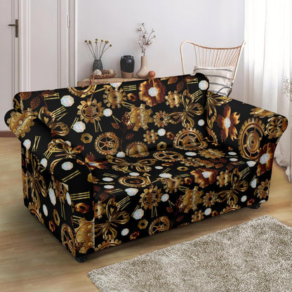 Steampunk Butterfly Design Themed Print Loveseat Slipcover-JTAMIGO.COM