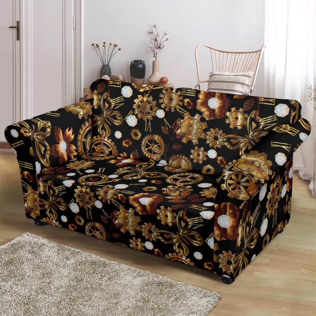 Steampunk Butterfly Design Themed Print Loveseat Slipcover-JTAMIGO.COM