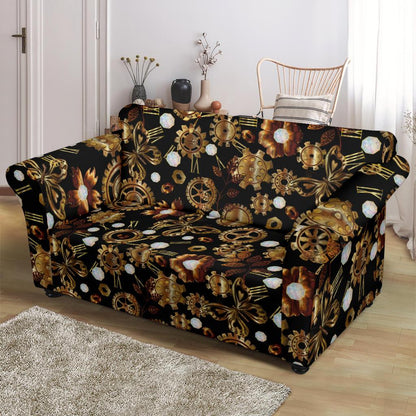 Steampunk Butterfly Design Themed Print Loveseat Slipcover-JTAMIGO.COM