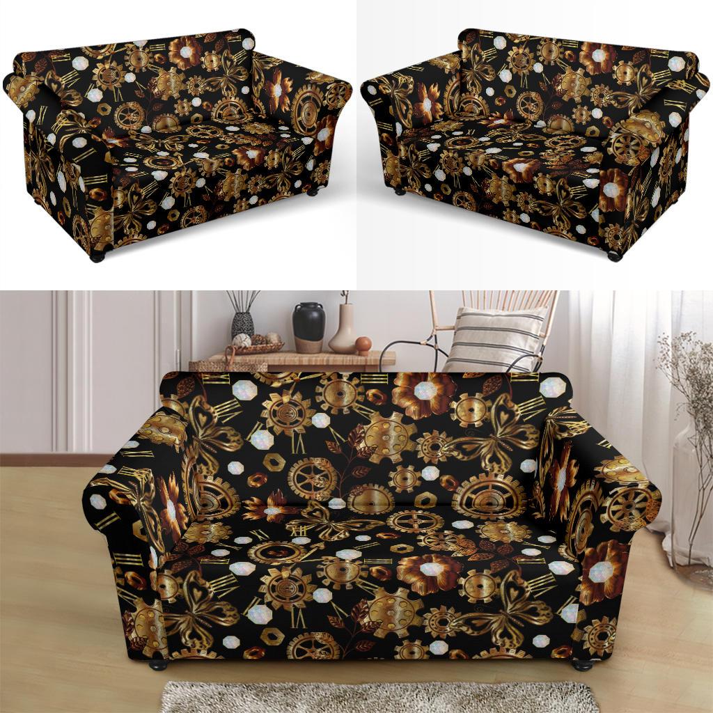 Steampunk Butterfly Design Themed Print Loveseat Slipcover-JTAMIGO.COM