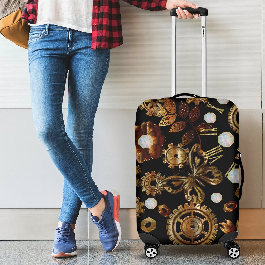Steampunk Butterfly Design Themed Print Luggage Cover Protector