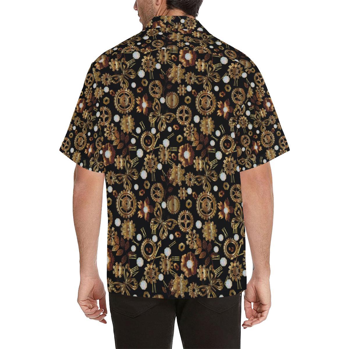 Steampunk Butterfly Design Themed Print Men Aloha Hawaiian Shirt