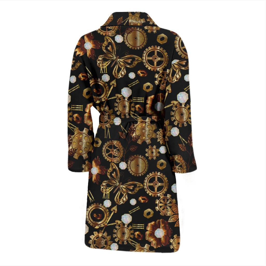 Steampunk Butterfly Design Themed Print Men Bath Robe-JTAMIGO.COM