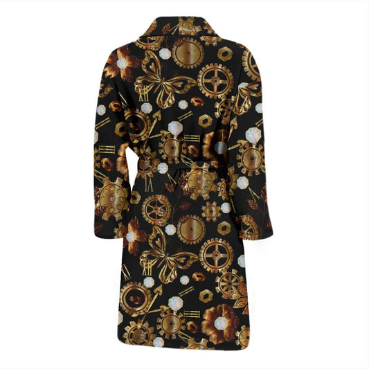 Steampunk Butterfly Design Themed Print Men Bath Robe-JTAMIGO.COM