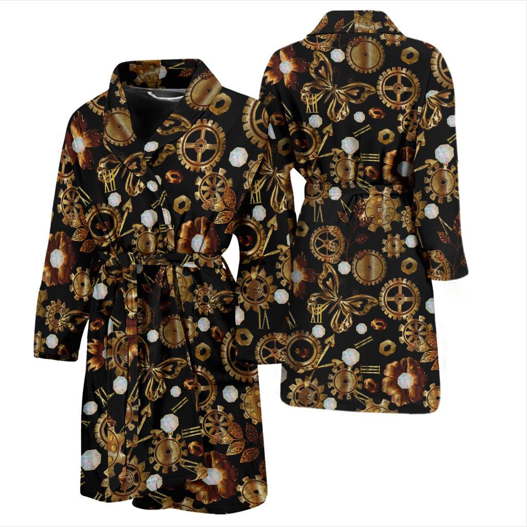 Steampunk Butterfly Design Themed Print Men Bath Robe-JTAMIGO.COM