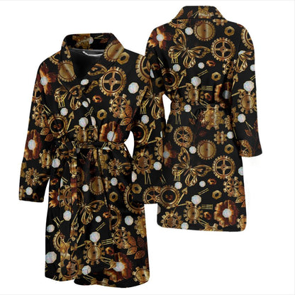 Steampunk Butterfly Design Themed Print Men Bath Robe-JTAMIGO.COM
