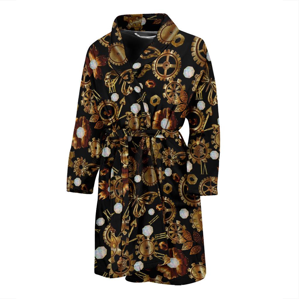 Steampunk Butterfly Design Themed Print Men Bath Robe-JTAMIGO.COM