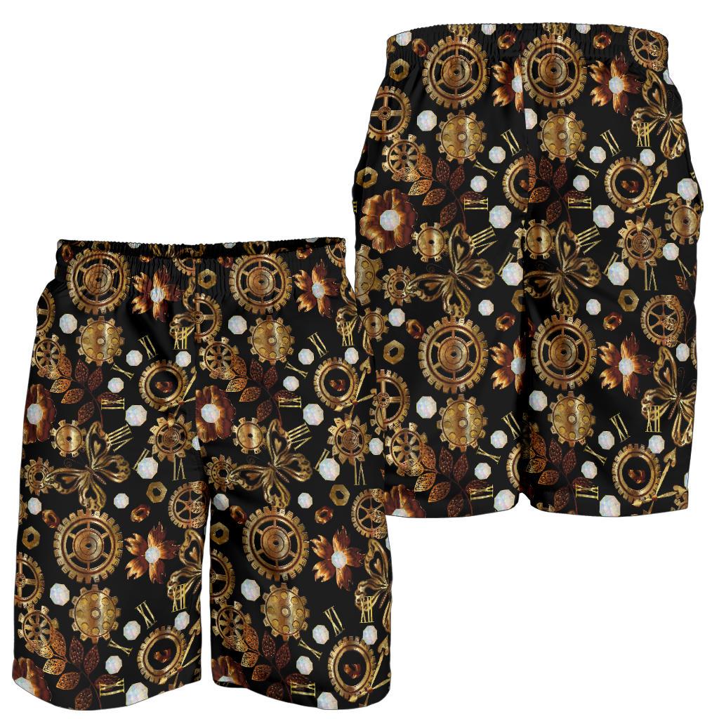 Steampunk Butterfly Design Themed Print Mens Shorts-JTAMIGO.COM
