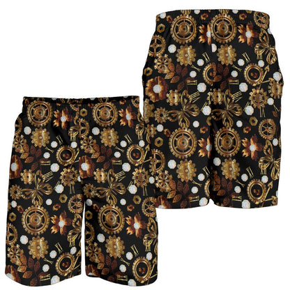 Steampunk Butterfly Design Themed Print Mens Shorts-JTAMIGO.COM