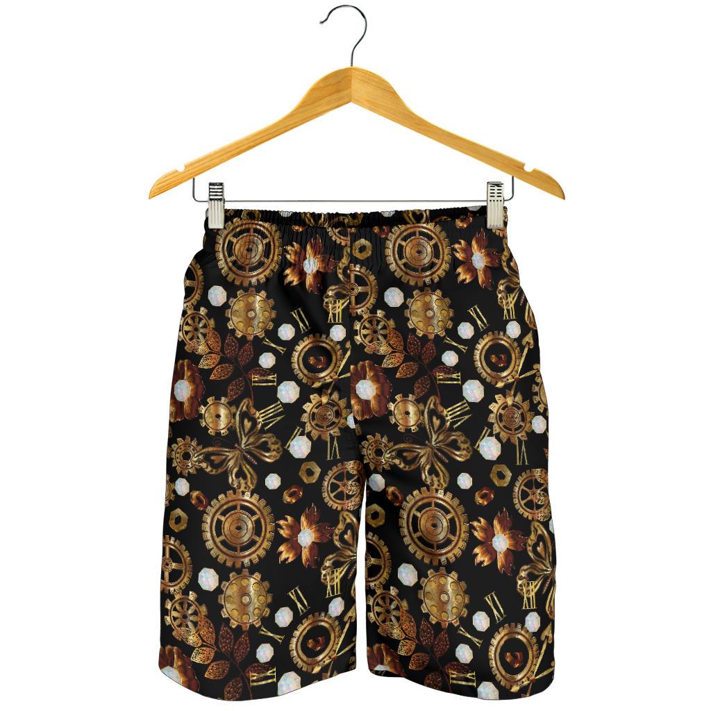 Steampunk Butterfly Design Themed Print Mens Shorts-JTAMIGO.COM