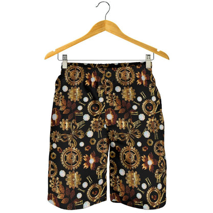 Steampunk Butterfly Design Themed Print Mens Shorts-JTAMIGO.COM