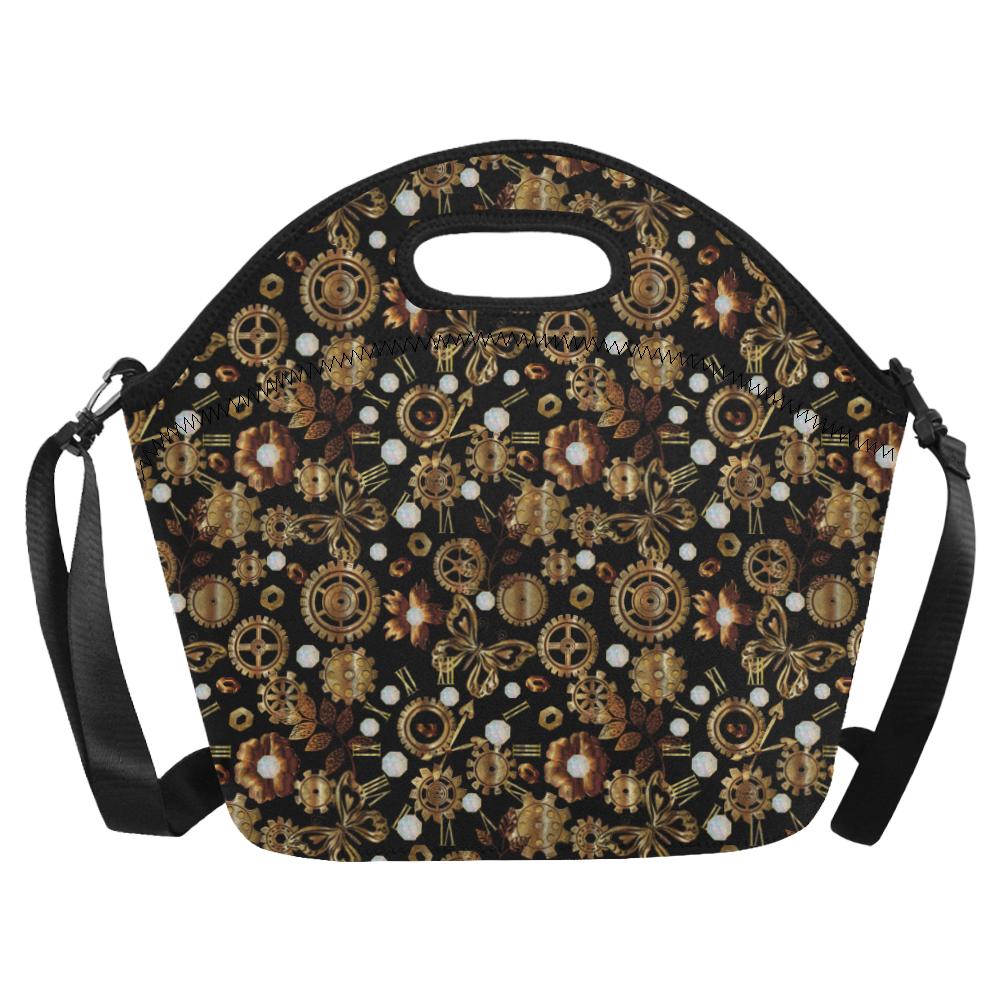 Steampunk Butterfly Design Themed Print Neoprene Lunch Bag (Model 1669)(Large)-JTAMIGO.COM