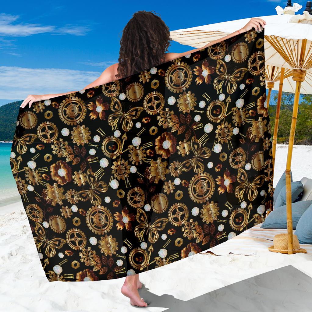 Steampunk Butterfly Design Themed Print Sarong Pareo Wrap