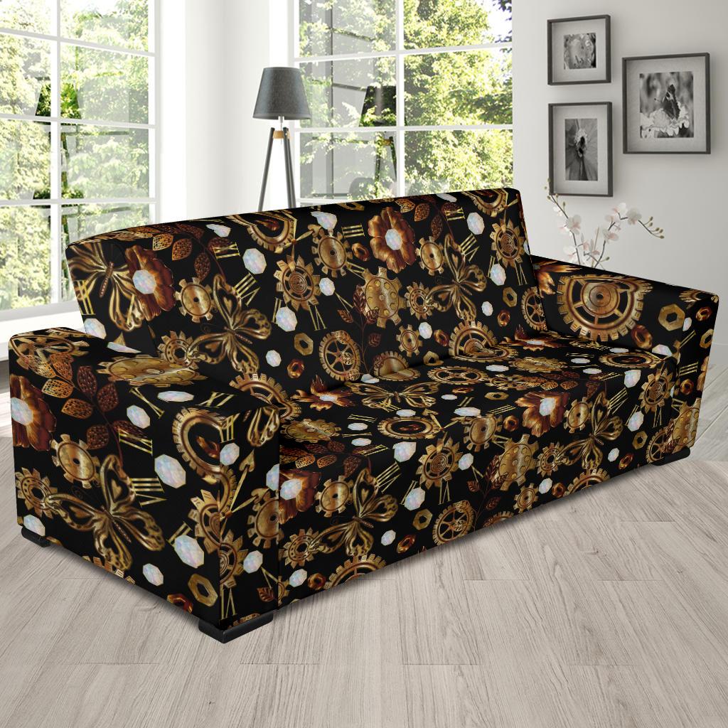 Steampunk Butterfly Design Themed Print Sofa Slipcover-JTAMIGO.COM
