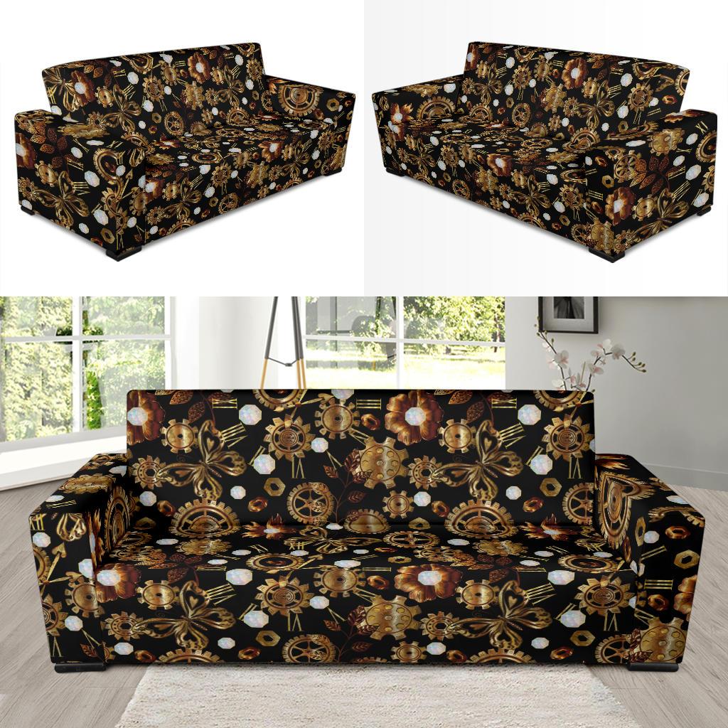 Steampunk Butterfly Design Themed Print Sofa Slipcover-JTAMIGO.COM