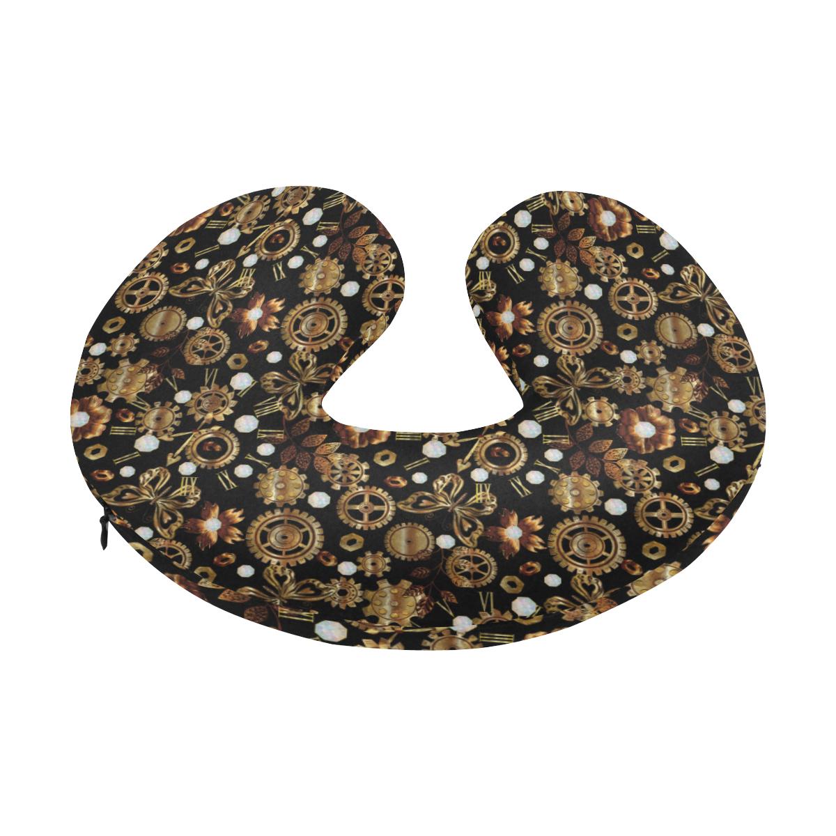 Steampunk Butterfly Design Themed Print U-Shaped Travel Neck Pillow-JTAMIGO.COM