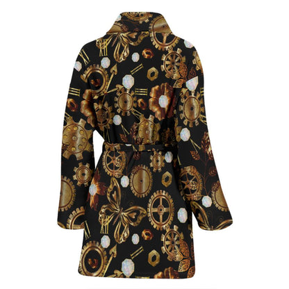 Steampunk Butterfly Design Themed Print Women Bath Robe-JTAMIGO.COM