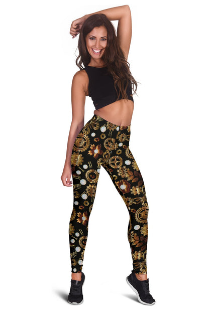 Steampunk Butterfly Design Themed Print Women Leggings