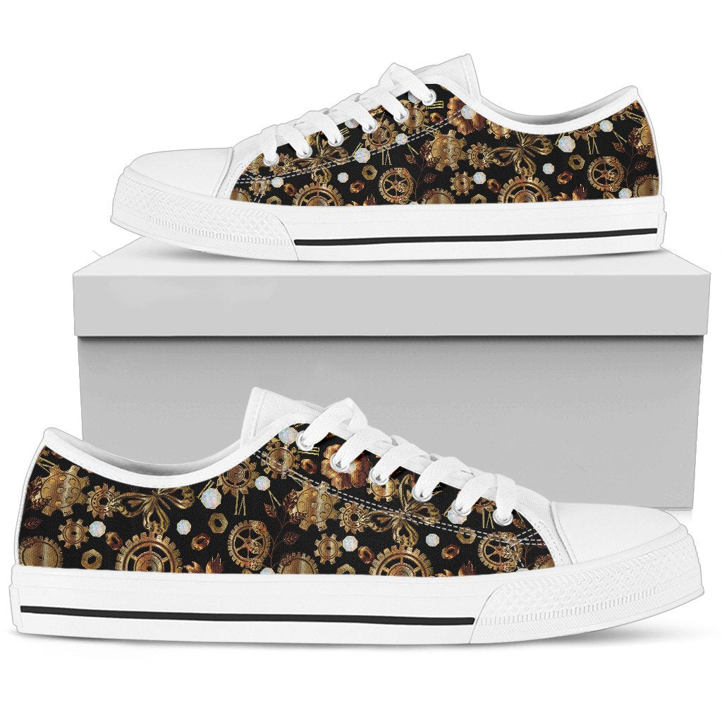 Steampunk Butterfly Design Themed Print Women Low Top Shoes-JTAMIGO.COM