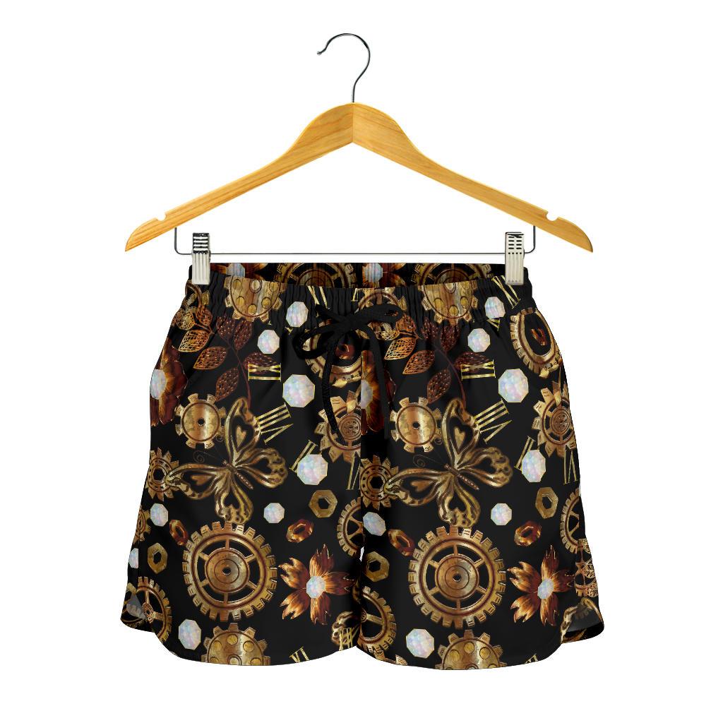 Steampunk Butterfly Design Themed Print Women Shorts-JTAMIGO.COM