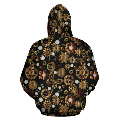 Steampunk Butterfly Design Themed Print Zip Up Hoodie