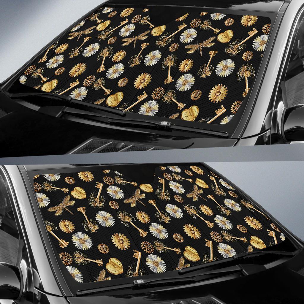 Steampunk Dragonfly Design Themed Print Car Sun Shade For Windshield