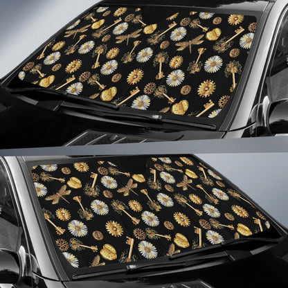 Steampunk Dragonfly Design Themed Print Car Sun Shade For Windshield