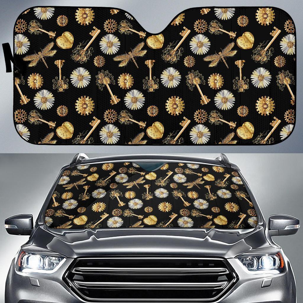 Steampunk Dragonfly Design Themed Print Car Sun Shade For Windshield