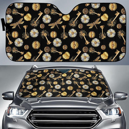 Steampunk Dragonfly Design Themed Print Car Sun Shade For Windshield