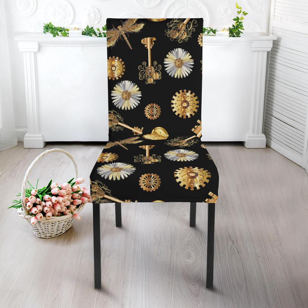 Steampunk Dragonfly Design Themed Print Dining Chair Slipcover-JTAMIGO.COM