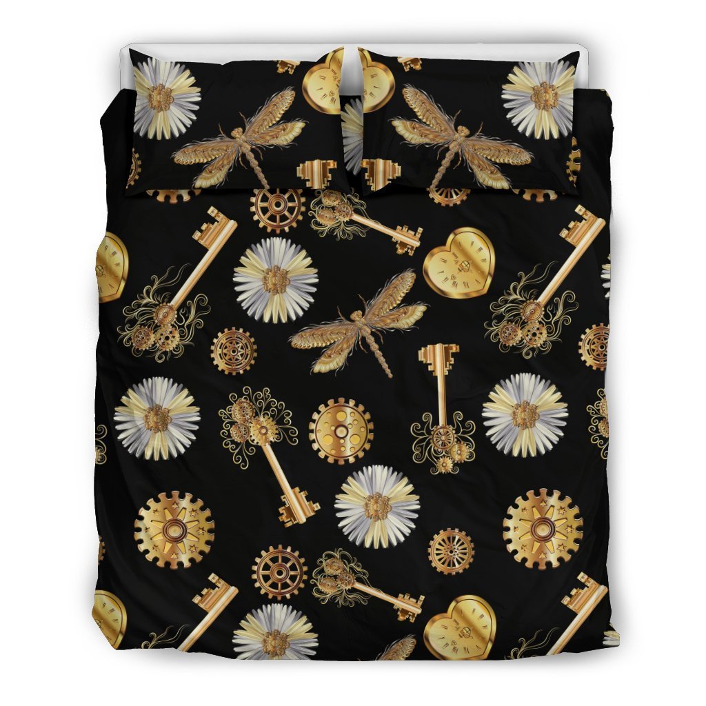 Steampunk Dragonfly Design Themed Print Duvet Cover Bedding Set