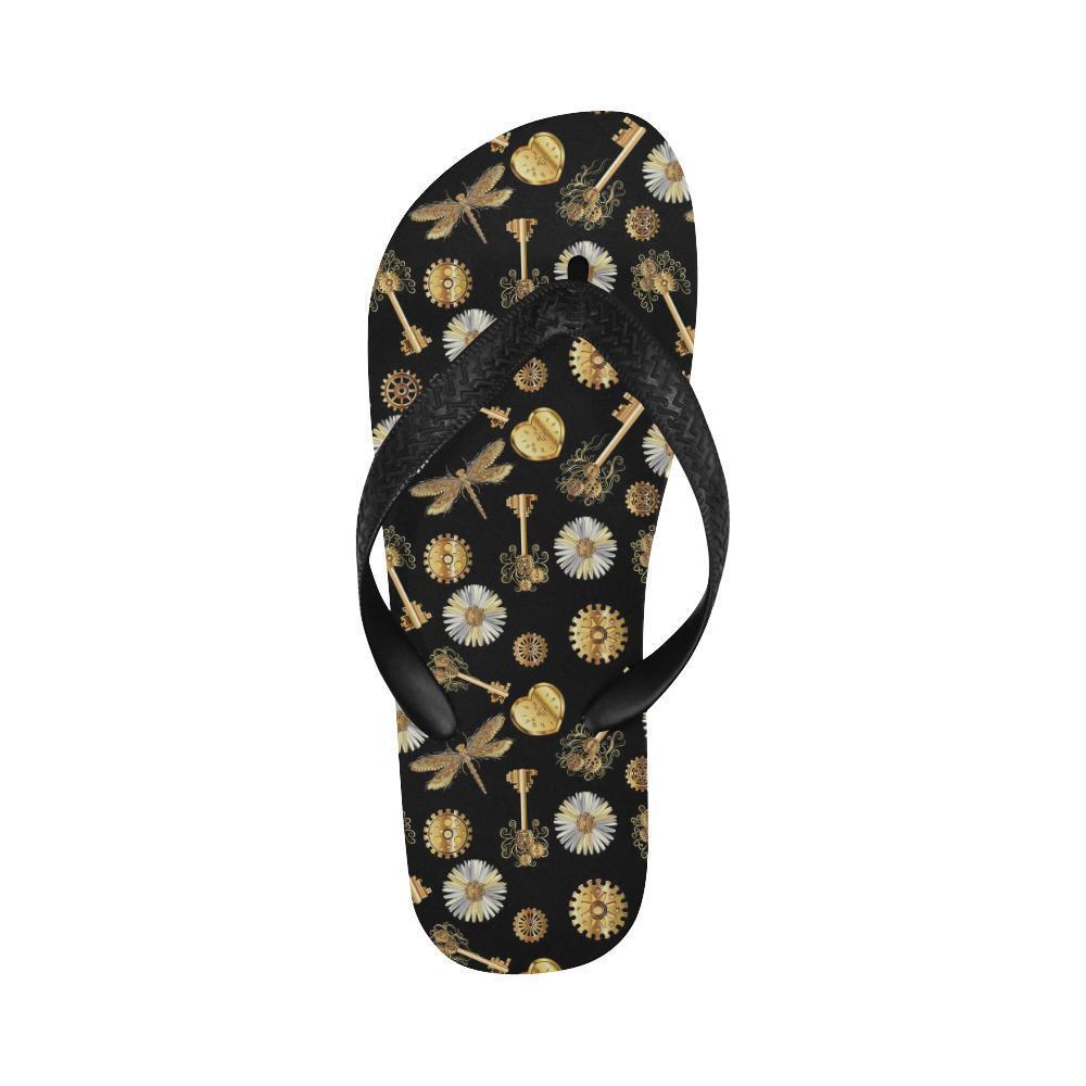 Steampunk Dragonfly Design Themed Print Flip Flops-JTAMIGO.COM