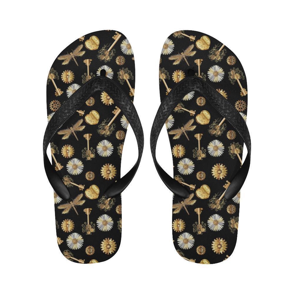 Steampunk Dragonfly Design Themed Print Flip Flops-JTAMIGO.COM