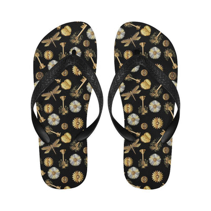 Steampunk Dragonfly Design Themed Print Flip Flops-JTAMIGO.COM