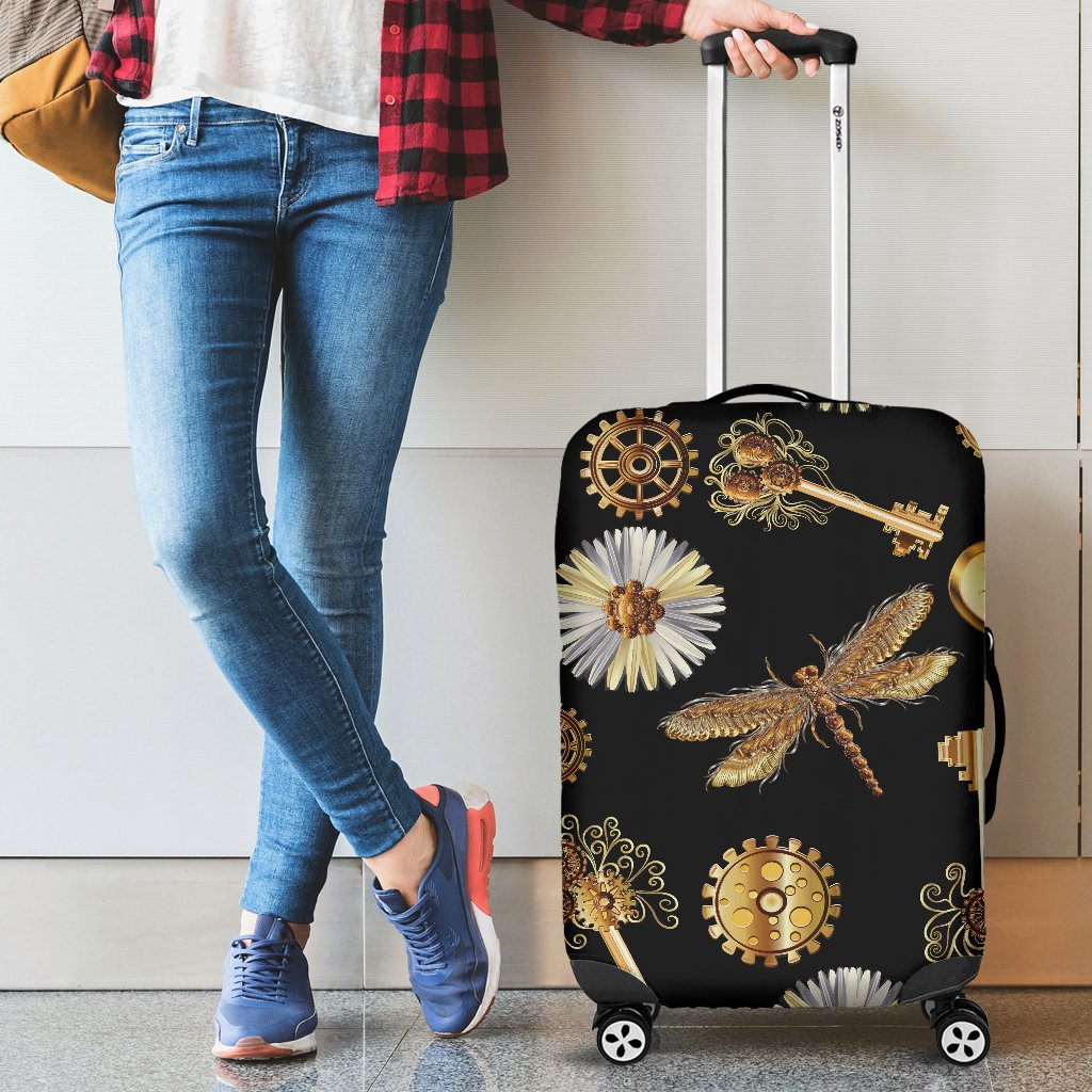 Steampunk Dragonfly Design Themed Print Luggage Cover Protector