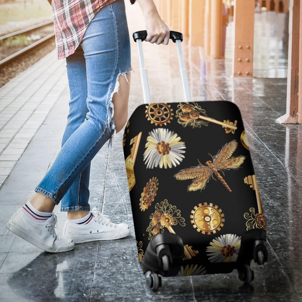 Steampunk Dragonfly Design Themed Print Luggage Cover Protector