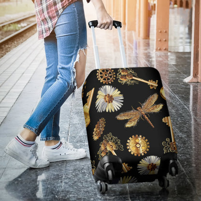 Steampunk Dragonfly Design Themed Print Luggage Cover Protector
