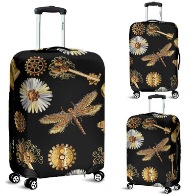 Steampunk Dragonfly Design Themed Print Luggage Cover Protector