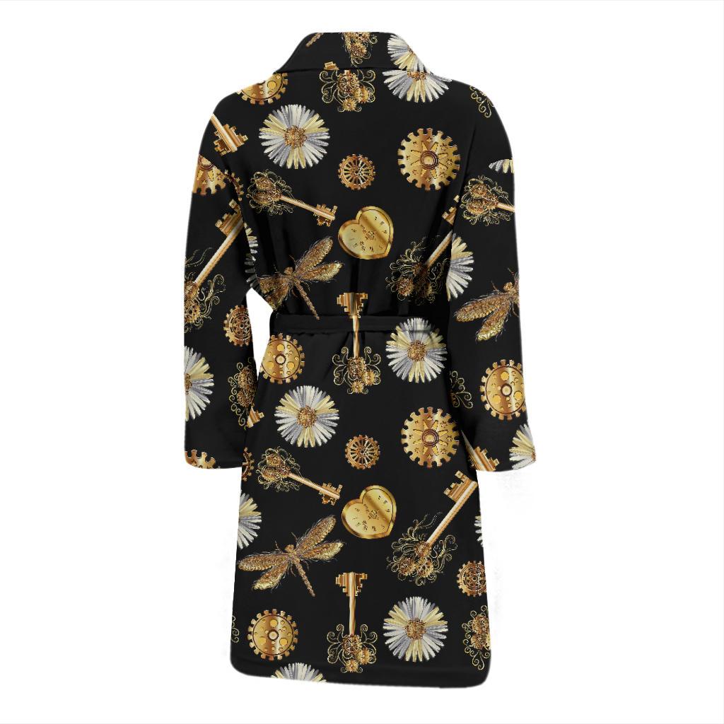 Steampunk Dragonfly Design Themed Print Men Bath Robe-JTAMIGO.COM