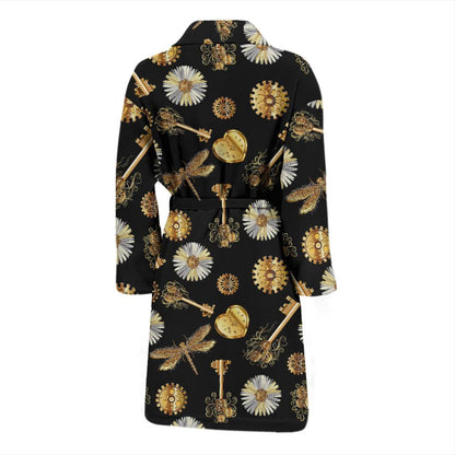 Steampunk Dragonfly Design Themed Print Men Bath Robe-JTAMIGO.COM