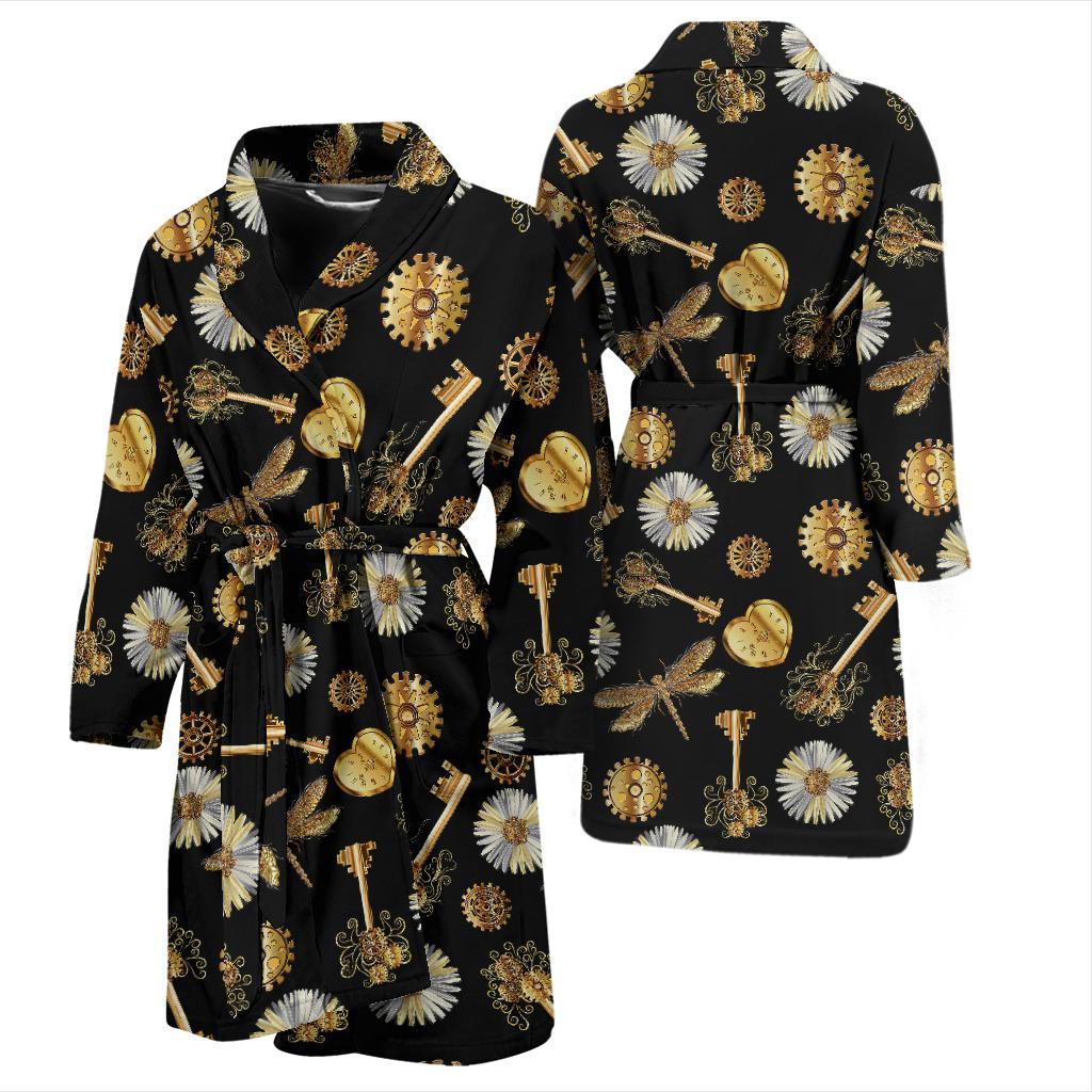 Steampunk Dragonfly Design Themed Print Men Bath Robe-JTAMIGO.COM
