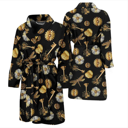 Steampunk Dragonfly Design Themed Print Men Bath Robe-JTAMIGO.COM