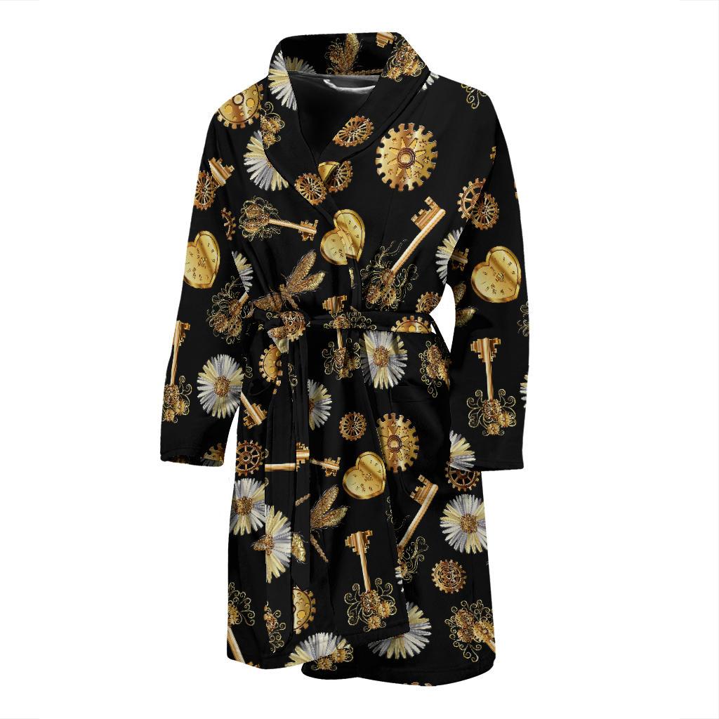Steampunk Dragonfly Design Themed Print Men Bath Robe-JTAMIGO.COM