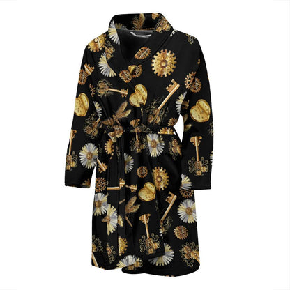 Steampunk Dragonfly Design Themed Print Men Bath Robe-JTAMIGO.COM